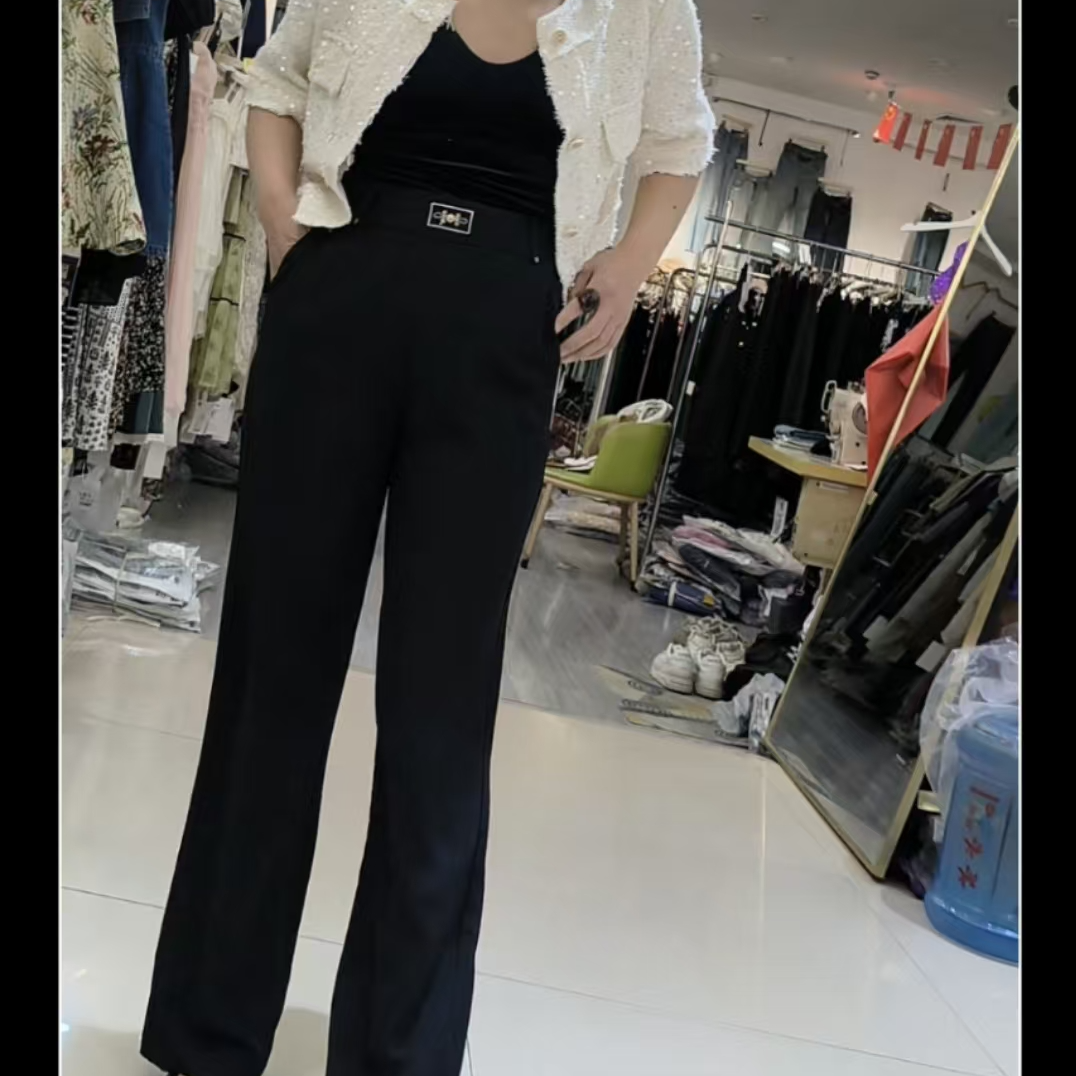 显瘦气质高腰时尚休闲百搭女士垂感修身裤子6138