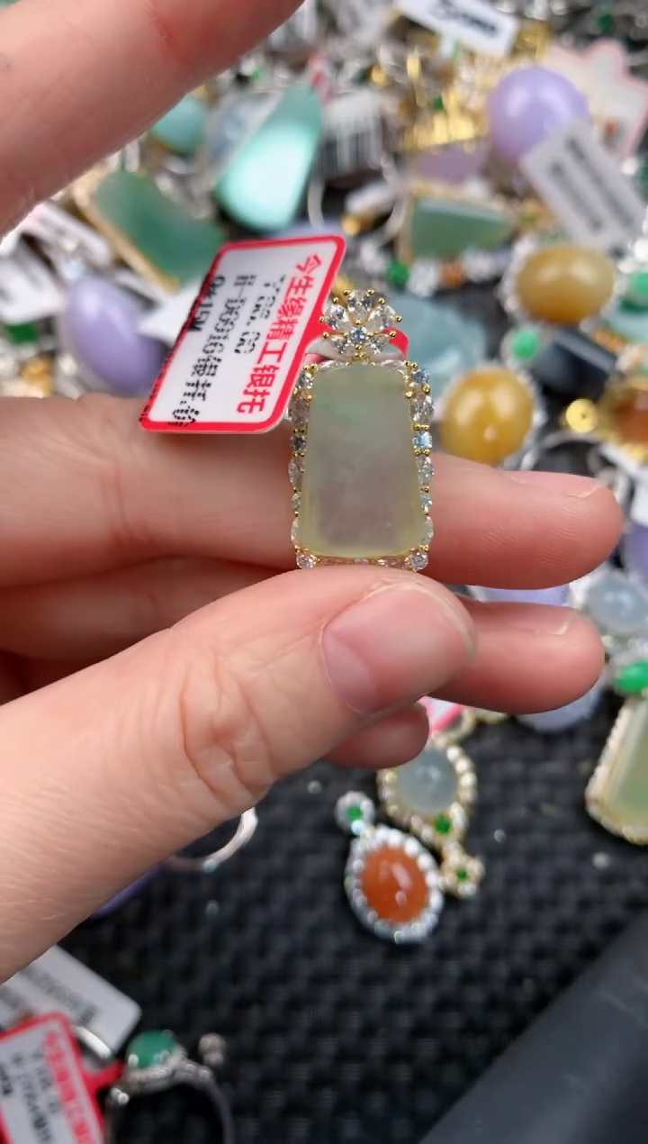 银S925镶嵌戒指翡翠13-13-13     8