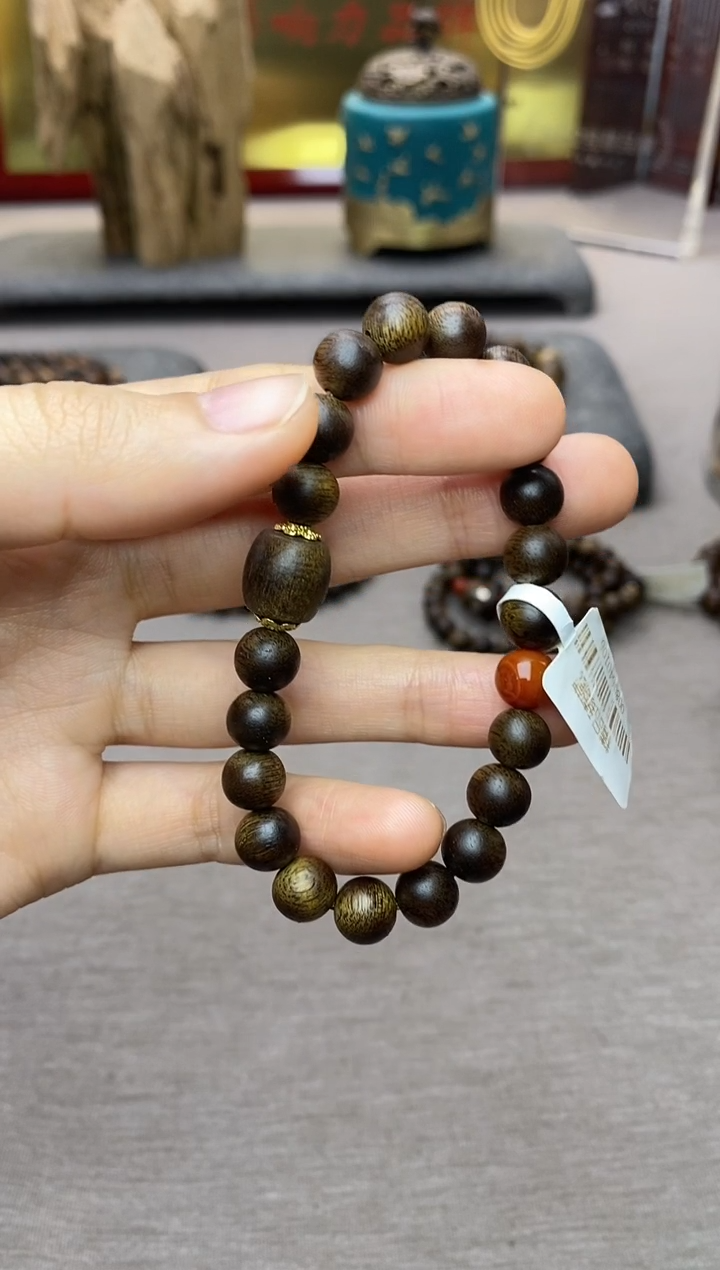 【闪购商品】沉香手串紫棋08+白棋单珠沉水老料