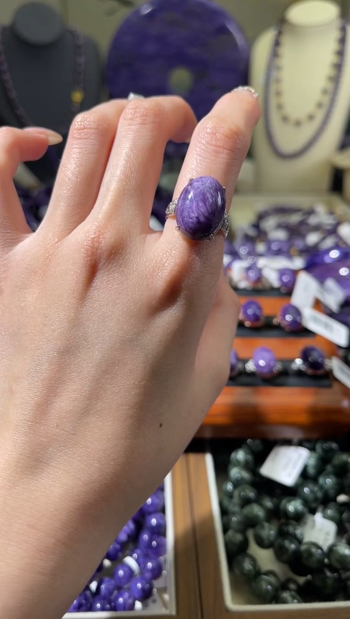 银S925镶嵌查罗石（紫龙晶）戒指1