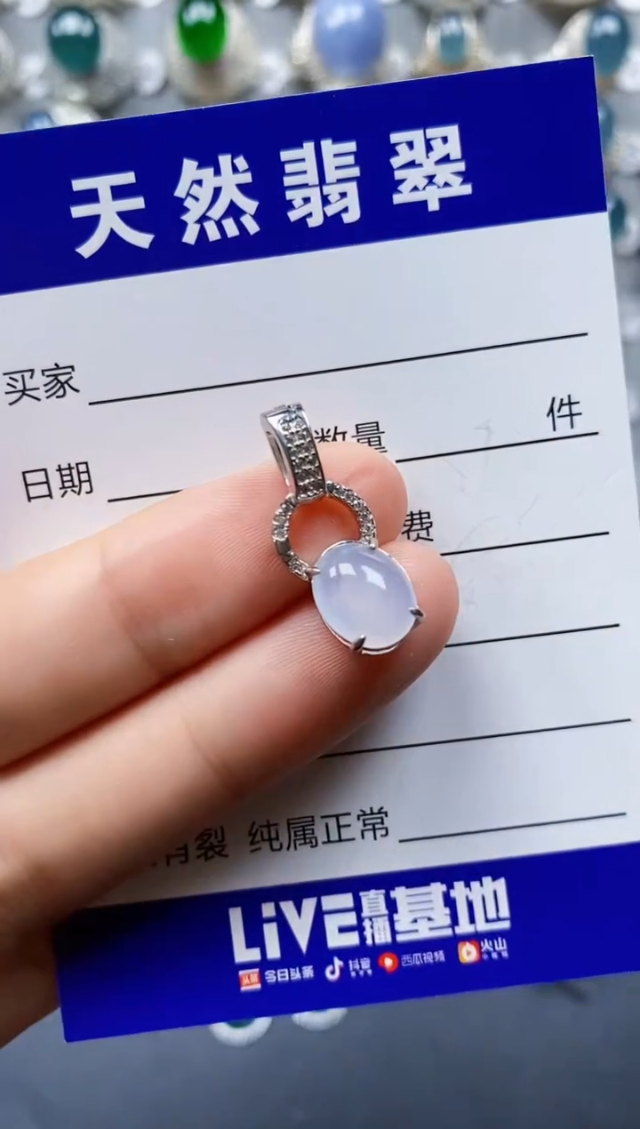 翡翠银S925镶嵌颈饰0074