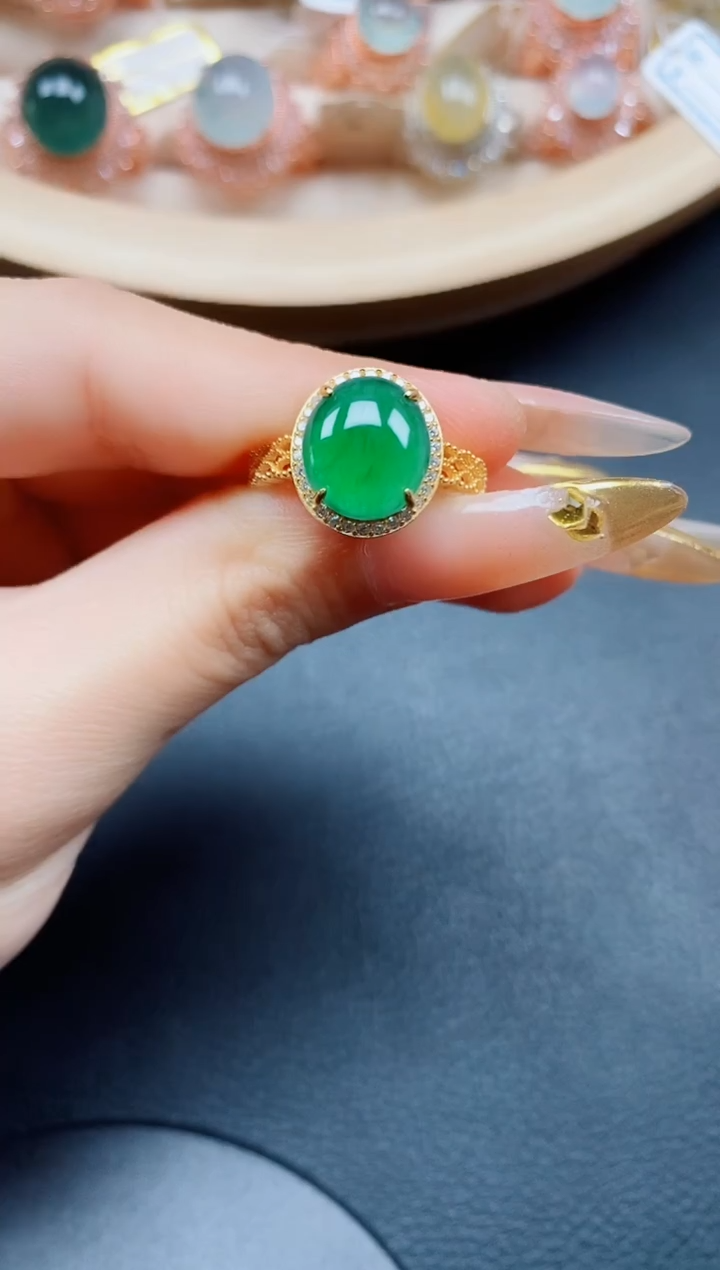 【闪购商品】翡翠戒指银S925镶嵌翡翠