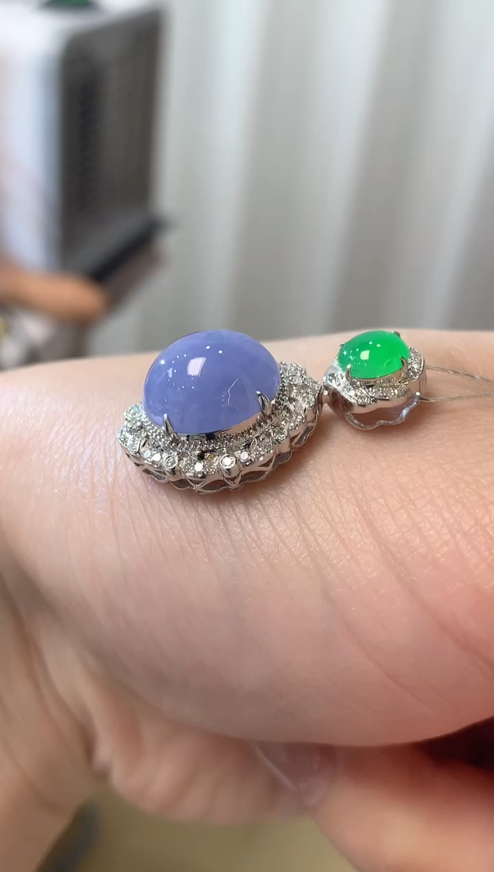 【闪购商品】翡翠吊坠(不含链)18K金镶嵌C23紫货有一定色差