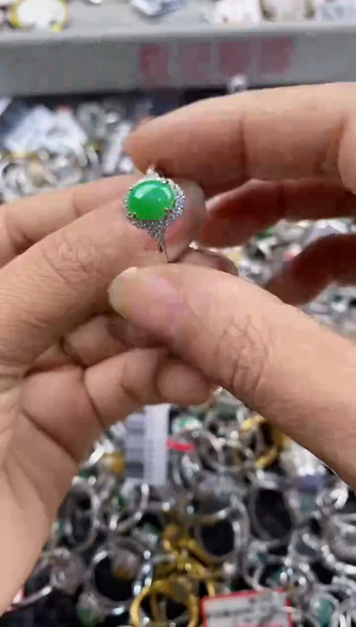 银S925镶嵌戒指翡翠888---7