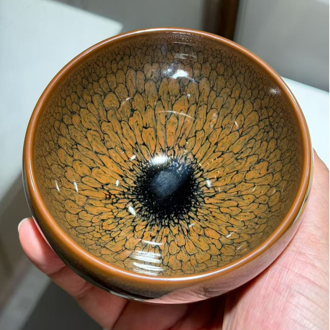 建窑建盏 陈大鹏 黄鹧鸪手刻全名