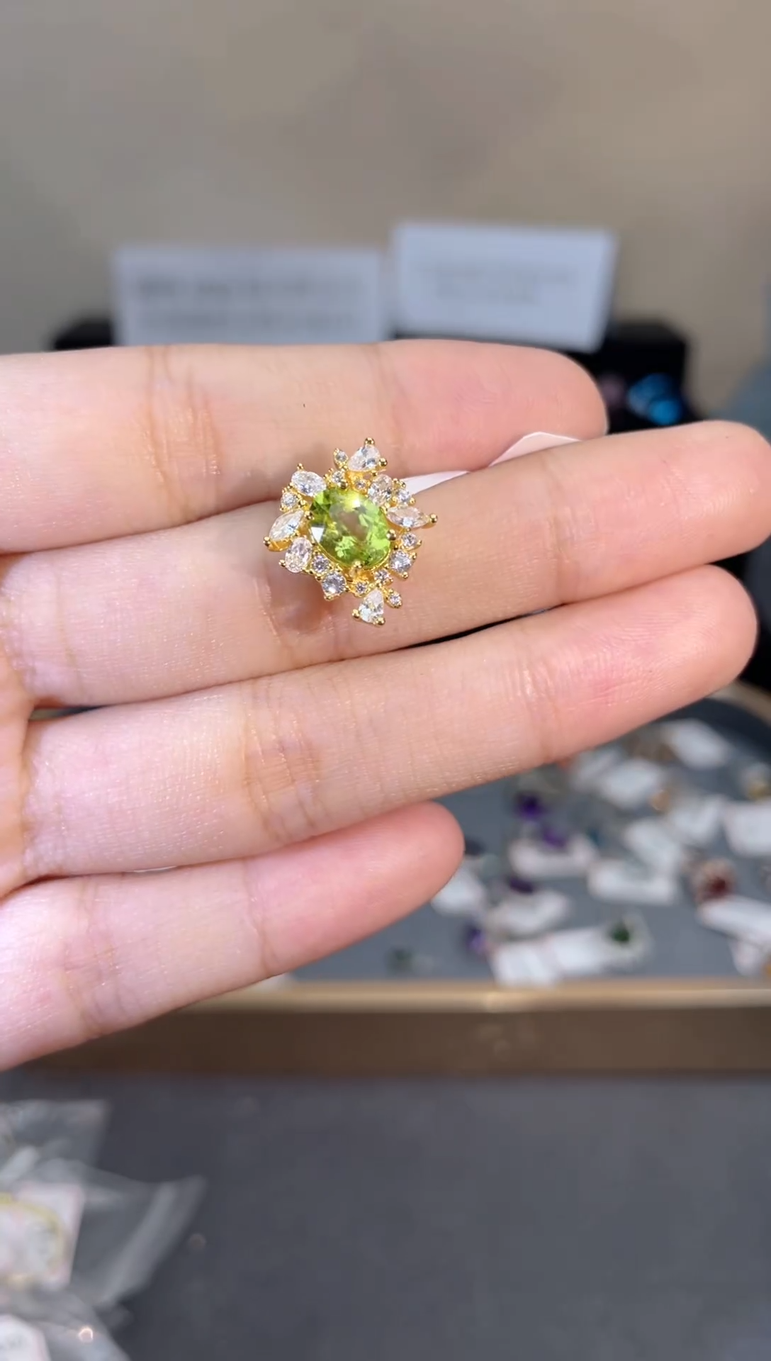 吊坠(不含链)银S925镶嵌橄榄石天然宝石