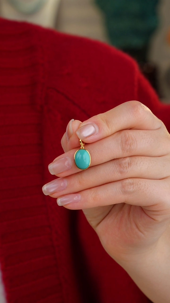 【闪购商品】绿松石吊坠(不含链)18K金镶嵌1