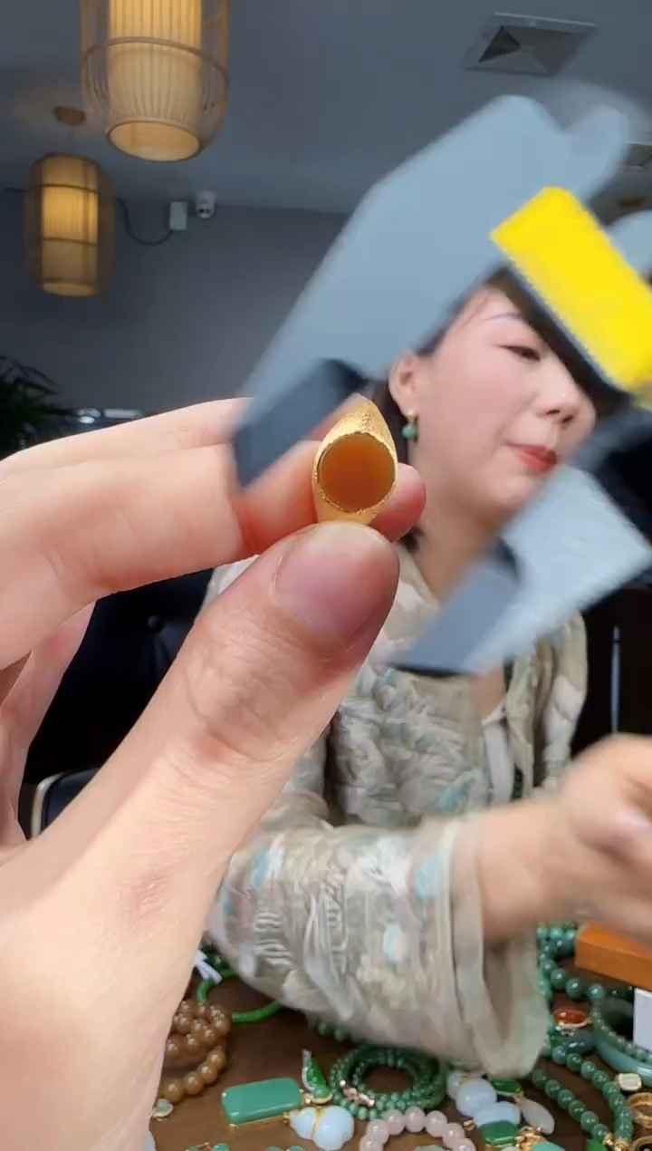 银S925镶嵌戒指和田玉1