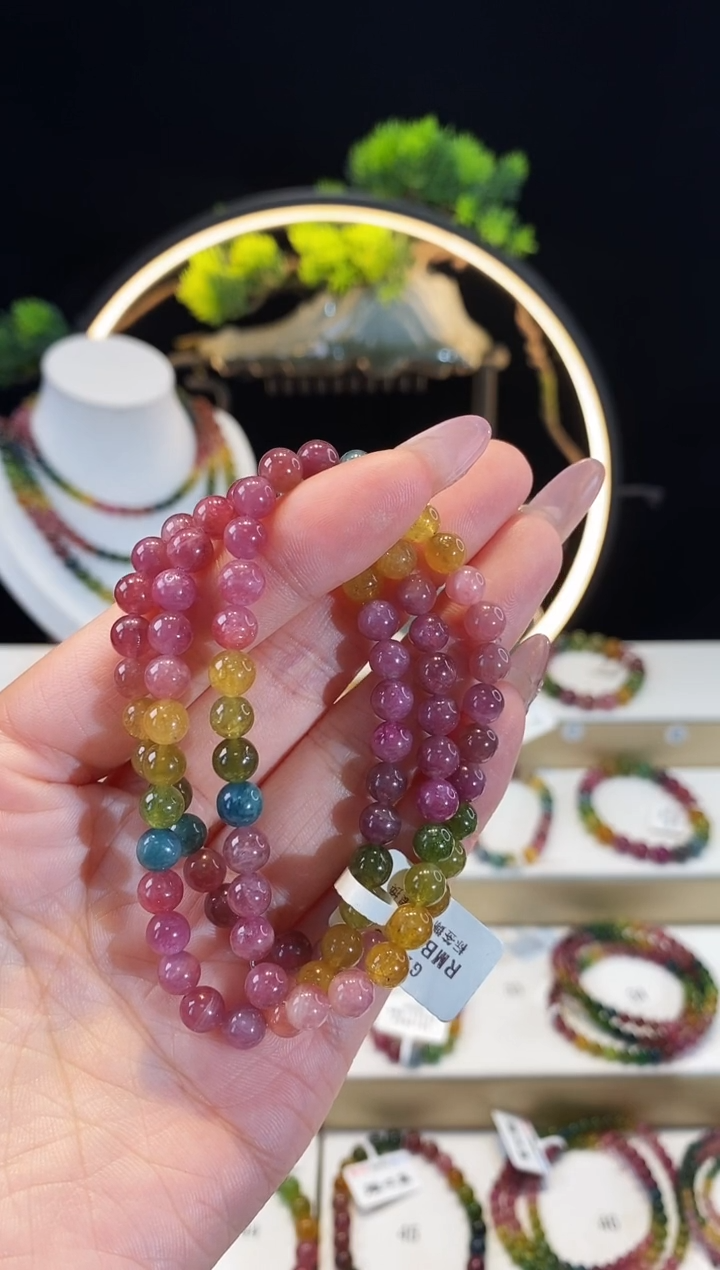 【闪购商品】碧玺手串未镶嵌G2138三圈颜色微差