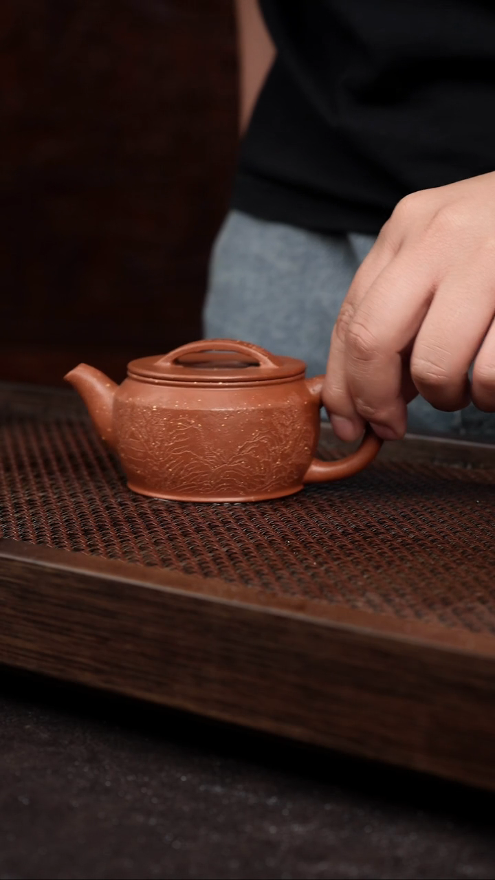 【闪购商品】紫砂茶壶老朱泥折肩汉瓦