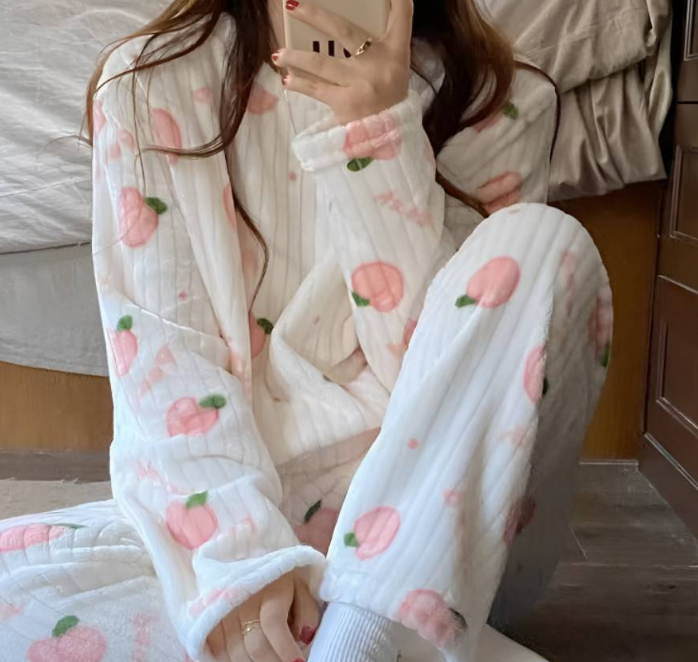 秋冬女家居服套装长袖保暖睡衣甜美DY35