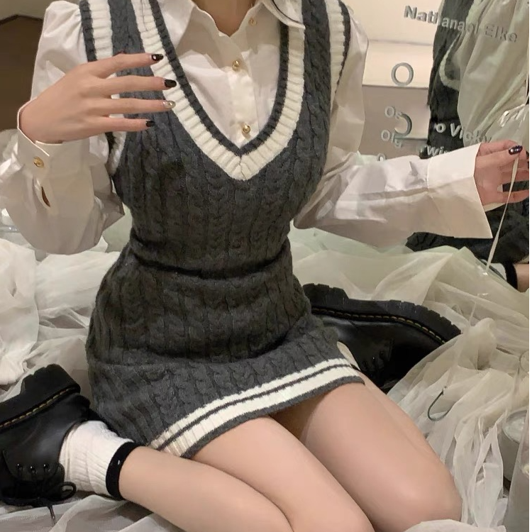 FC早春辣妹显瘦针织连衣裙女装