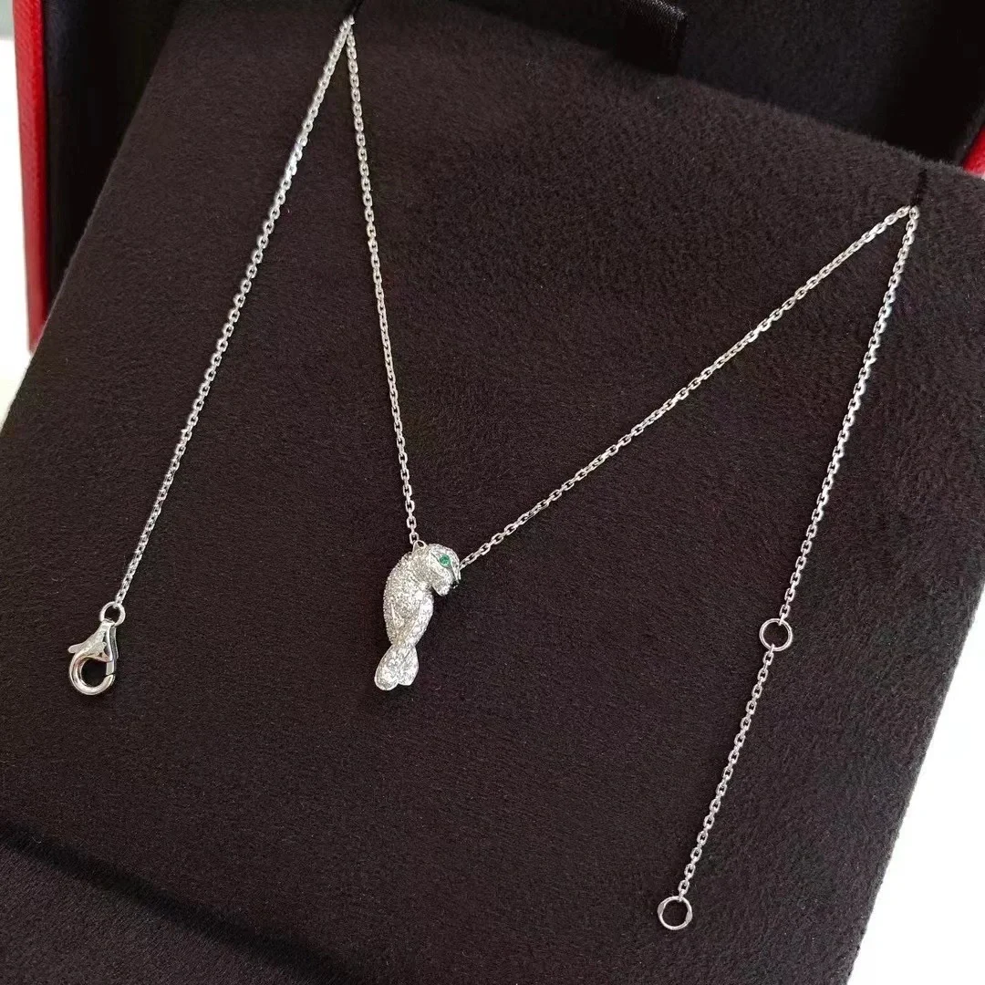99新 Cartier/卡地亚 珊珊专属 18K白金 小豹子 满钻 mini 项链