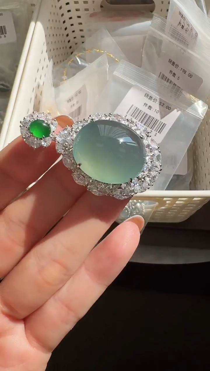 吊坠(不含链)银S925镶嵌翡翠吊坠