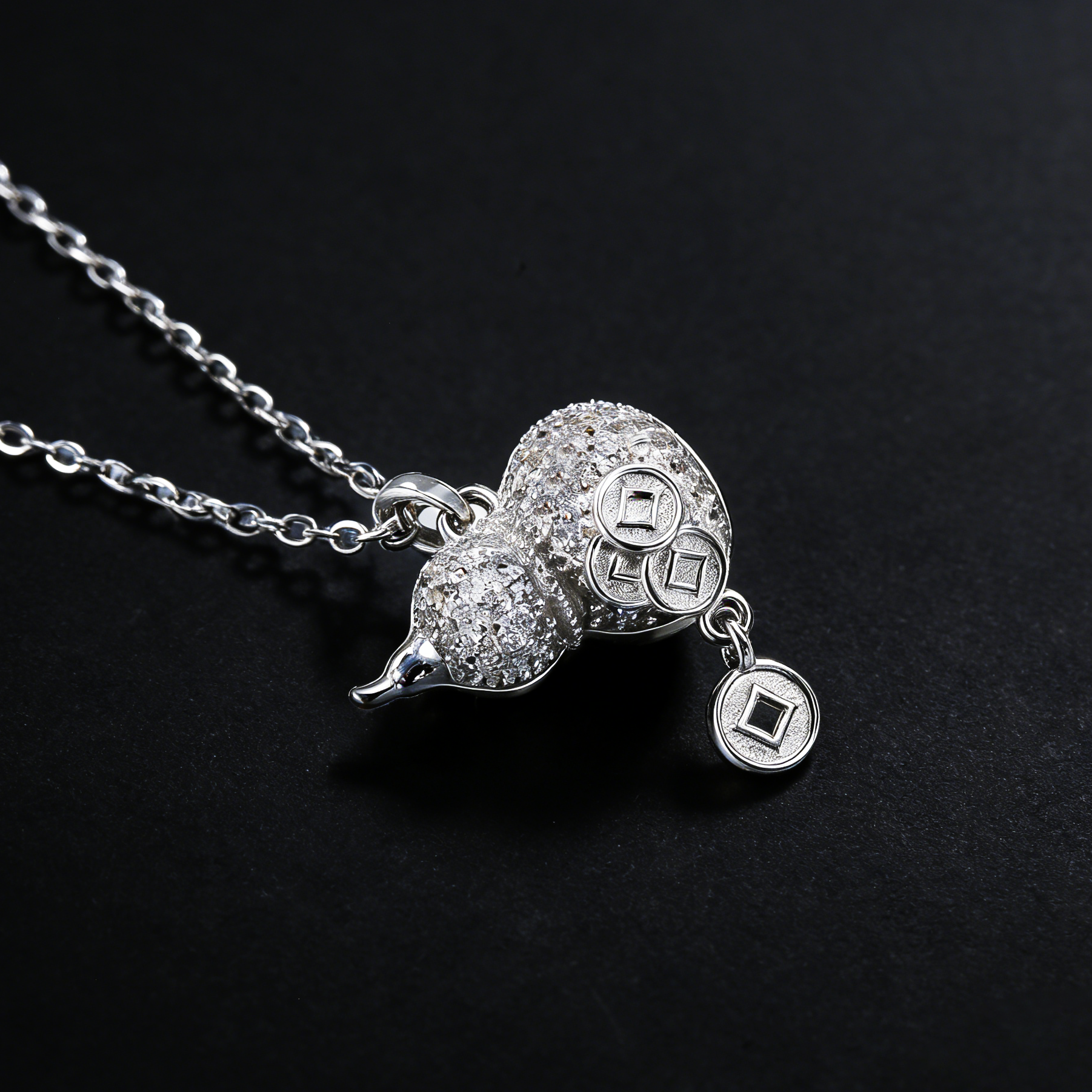 吊坠925银 木木（M745）纯银满镶立体葫芦单吊坠