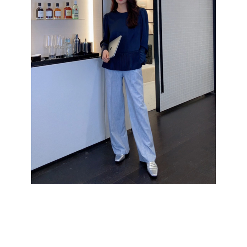  【龍喜儿定制】雪映流光，下摆压褶上衣2329