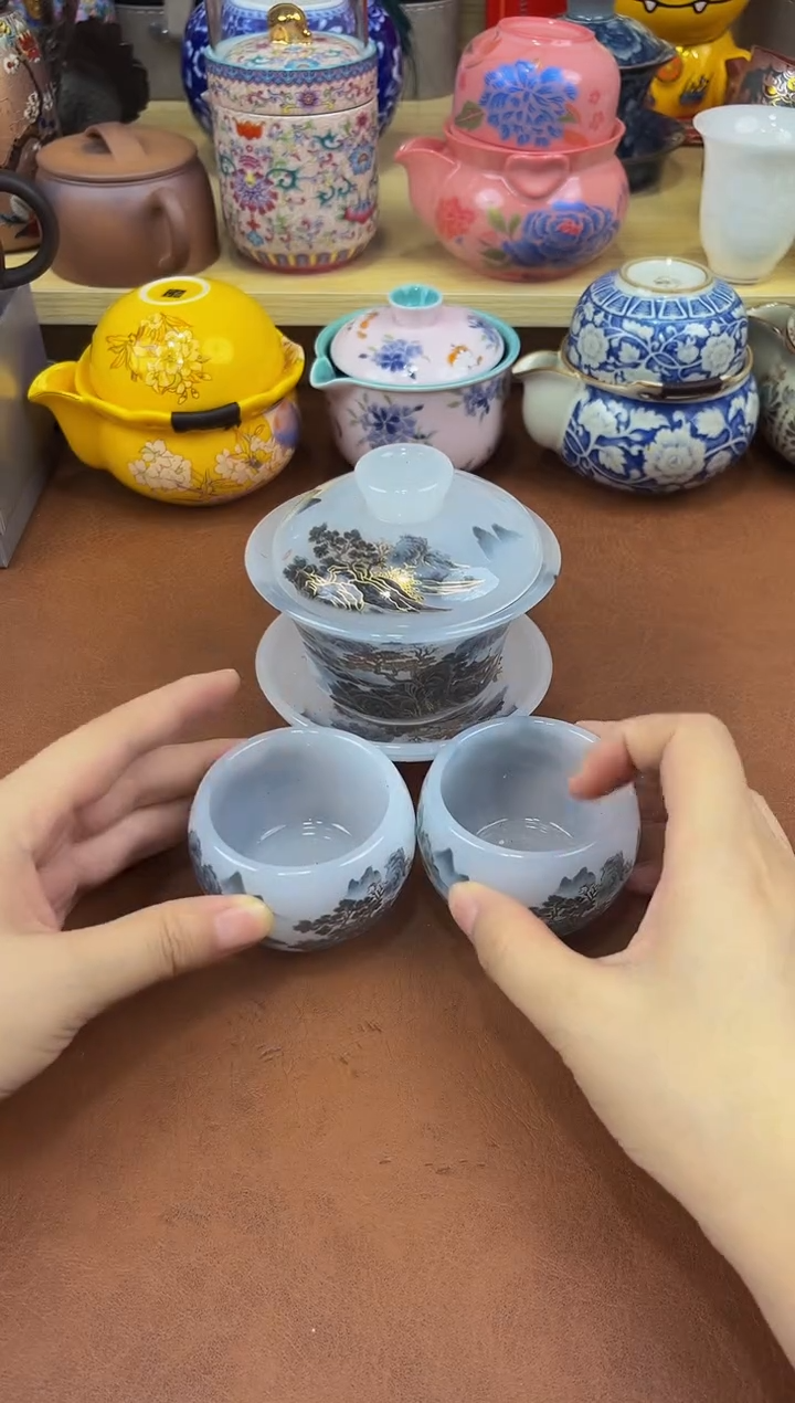 陶瓷茶具摆件旅行套组
