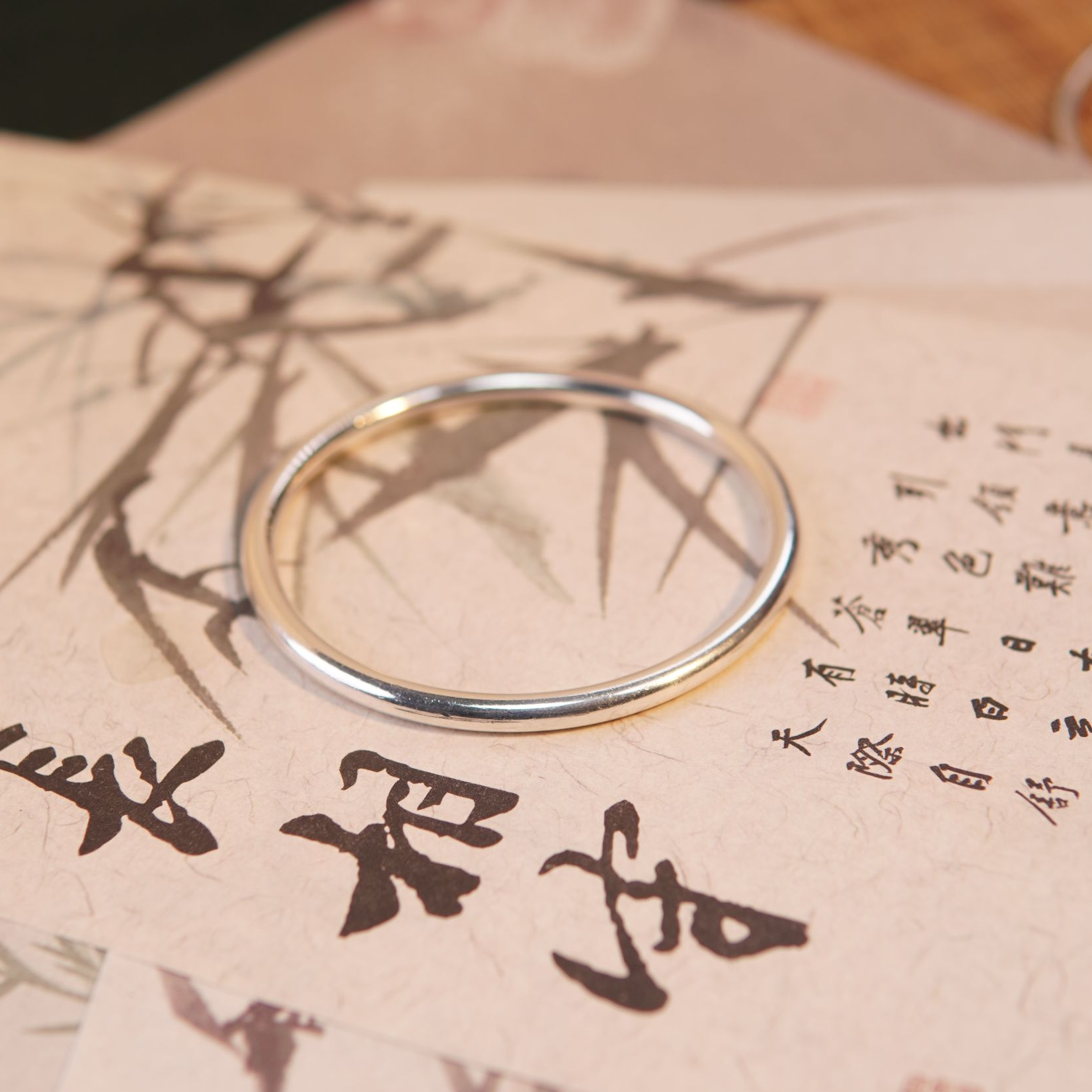 足银手镯 苗人匠银坊 足银纯手工传承经典简约光面素圈圆棍闭口镯