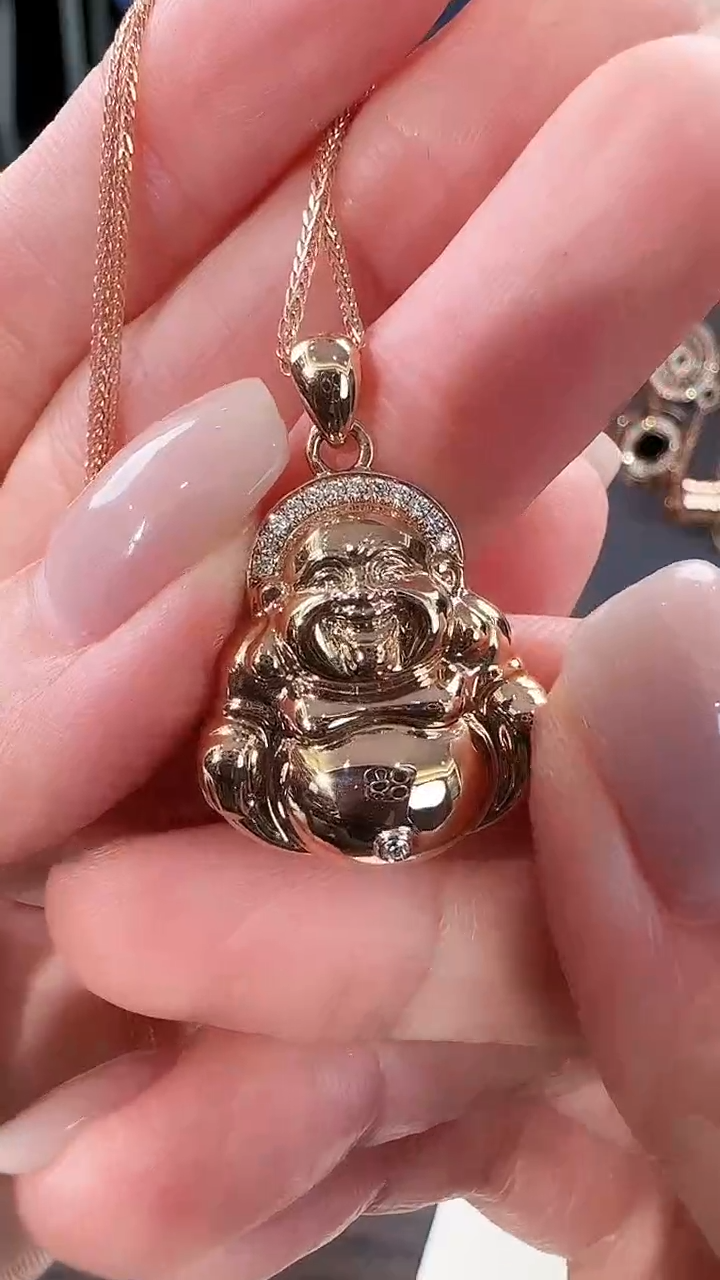 吊坠(不含链)钻石18K金镶嵌18K金钻石佛公吊坠