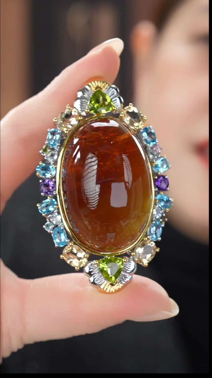 琥珀吊坠(不含链)未镶嵌奢华红皮吊坠