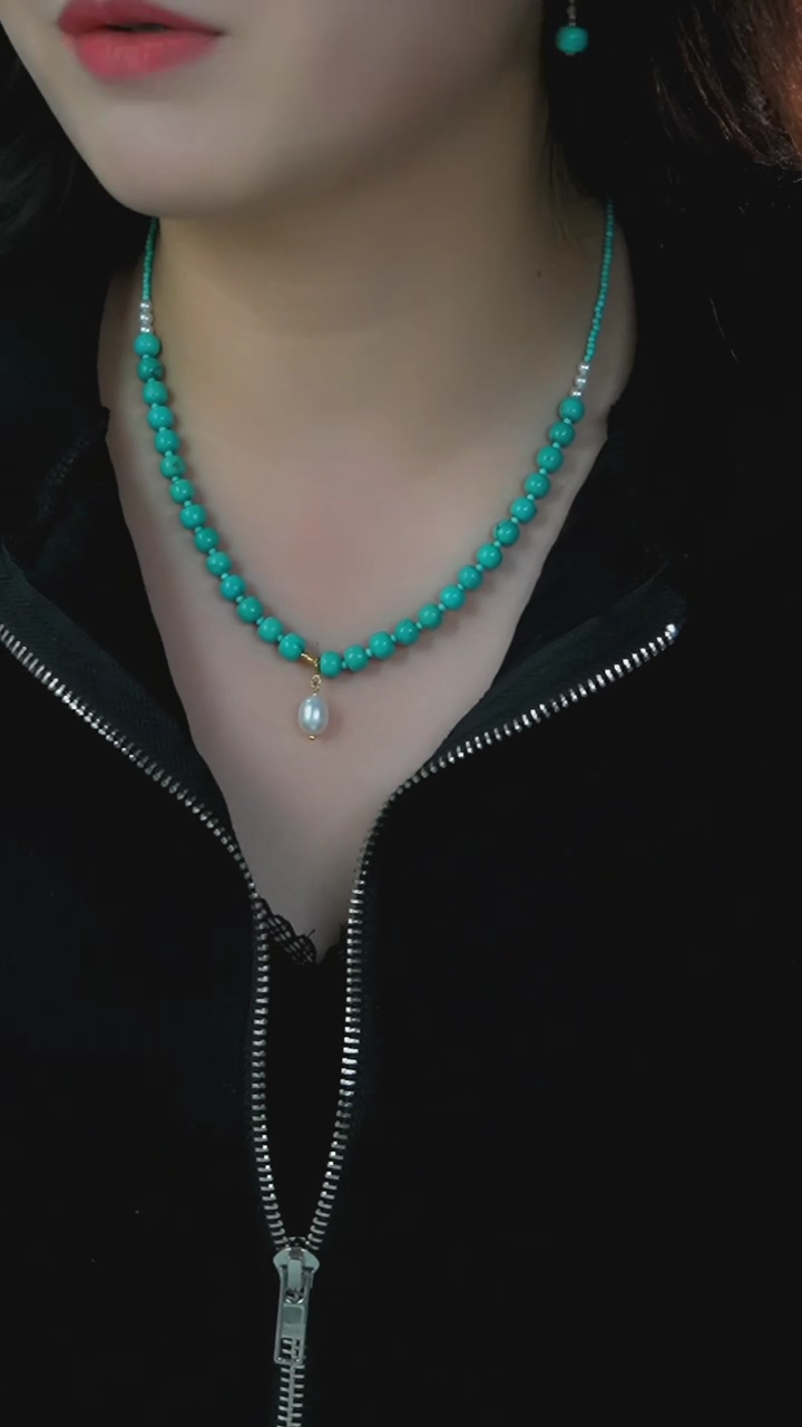 【闪购商品】绿松石项链银S925镶嵌发货一件