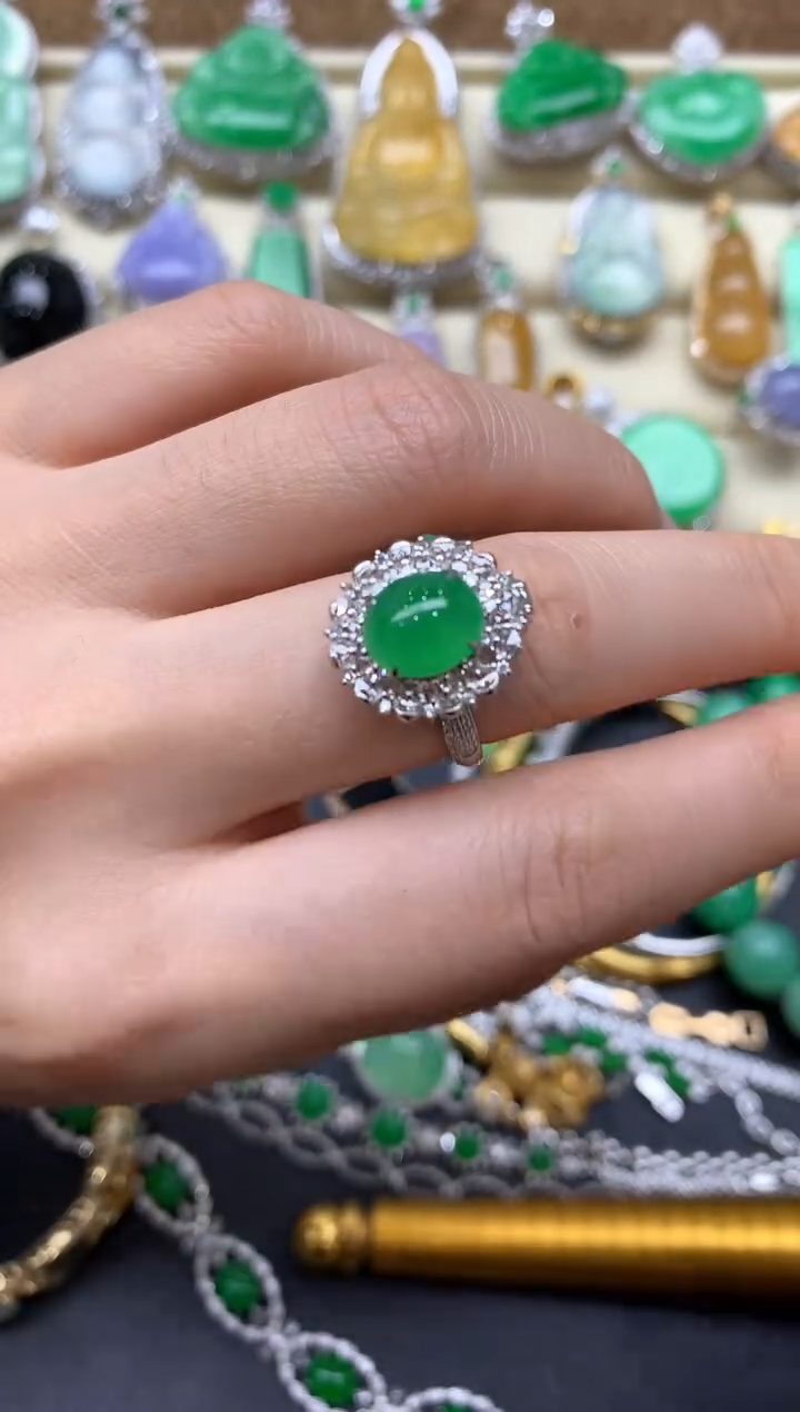 【闪购商品】翡翠戒指18K金镶嵌442-中国好珍宝