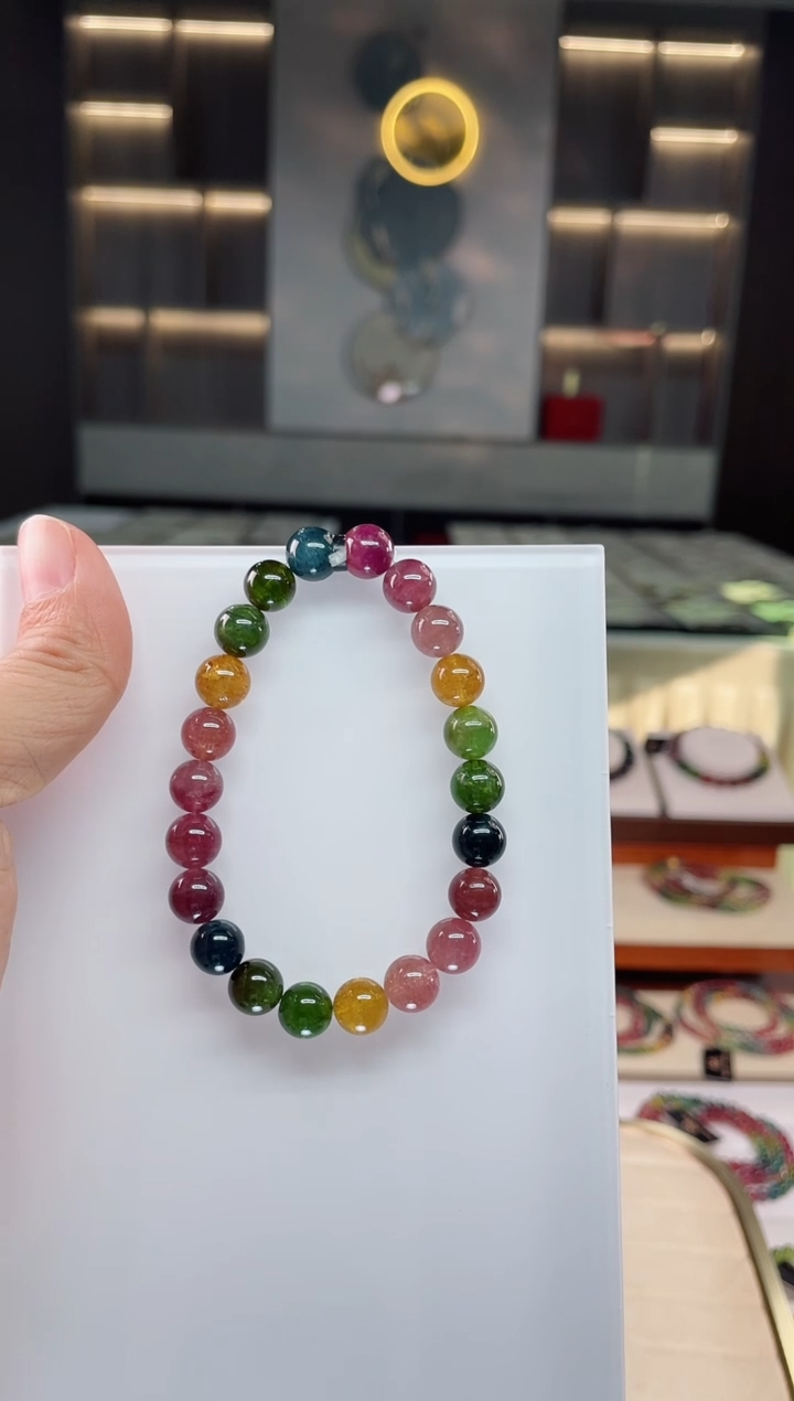 未镶嵌老矿碧玺单圈手串8mm+碧玺（多样性发一条）Q