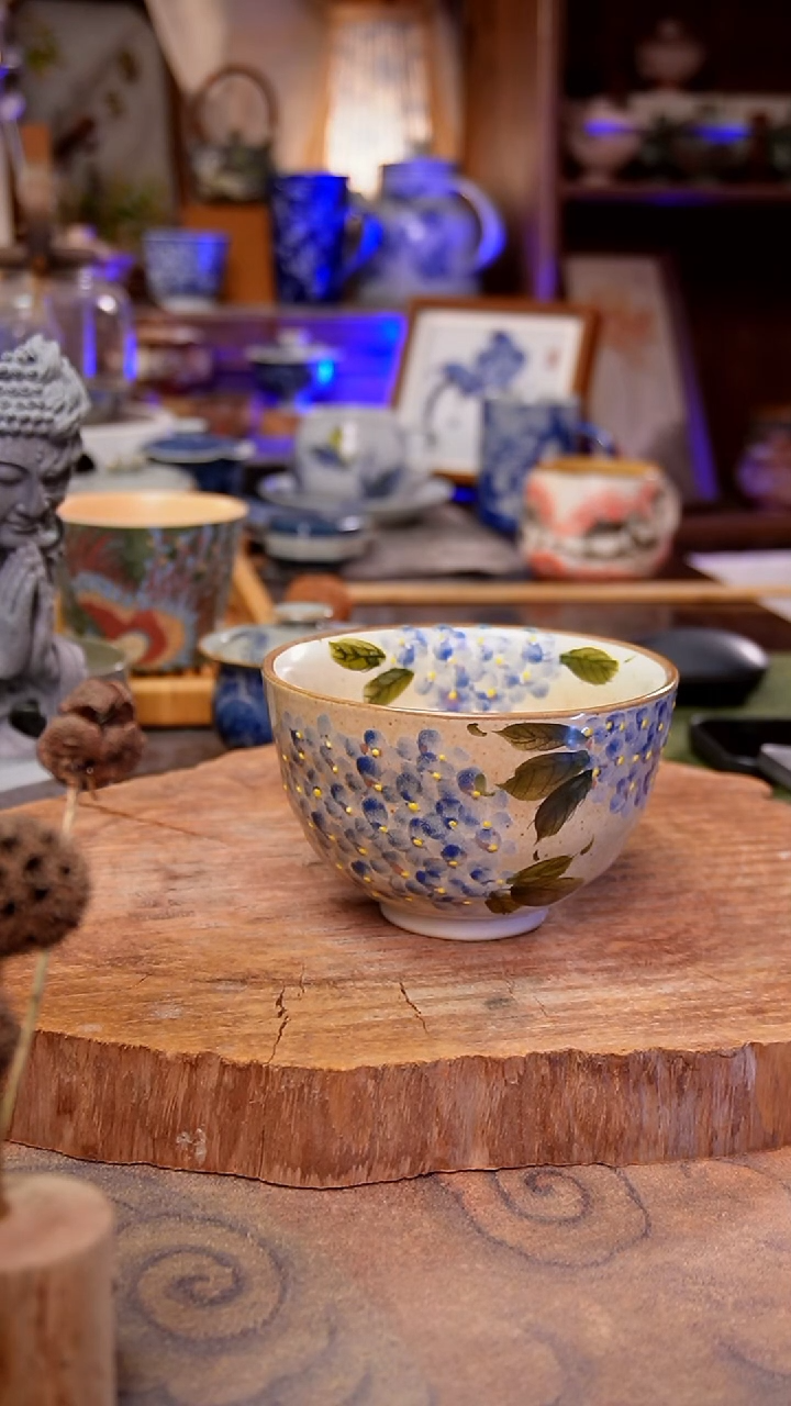 杯子绣球花手工手绘手工手绘
