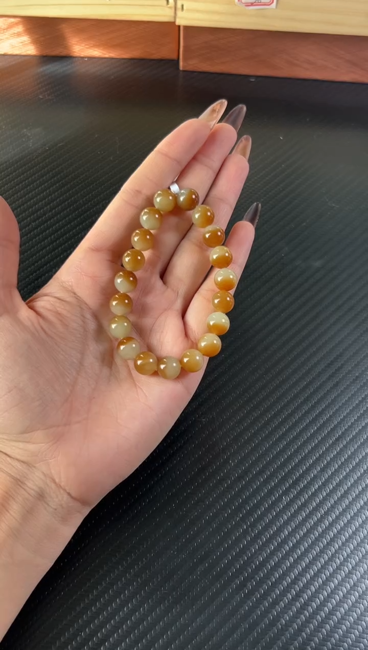 未镶嵌手串和田玉若羌微色差卡10 