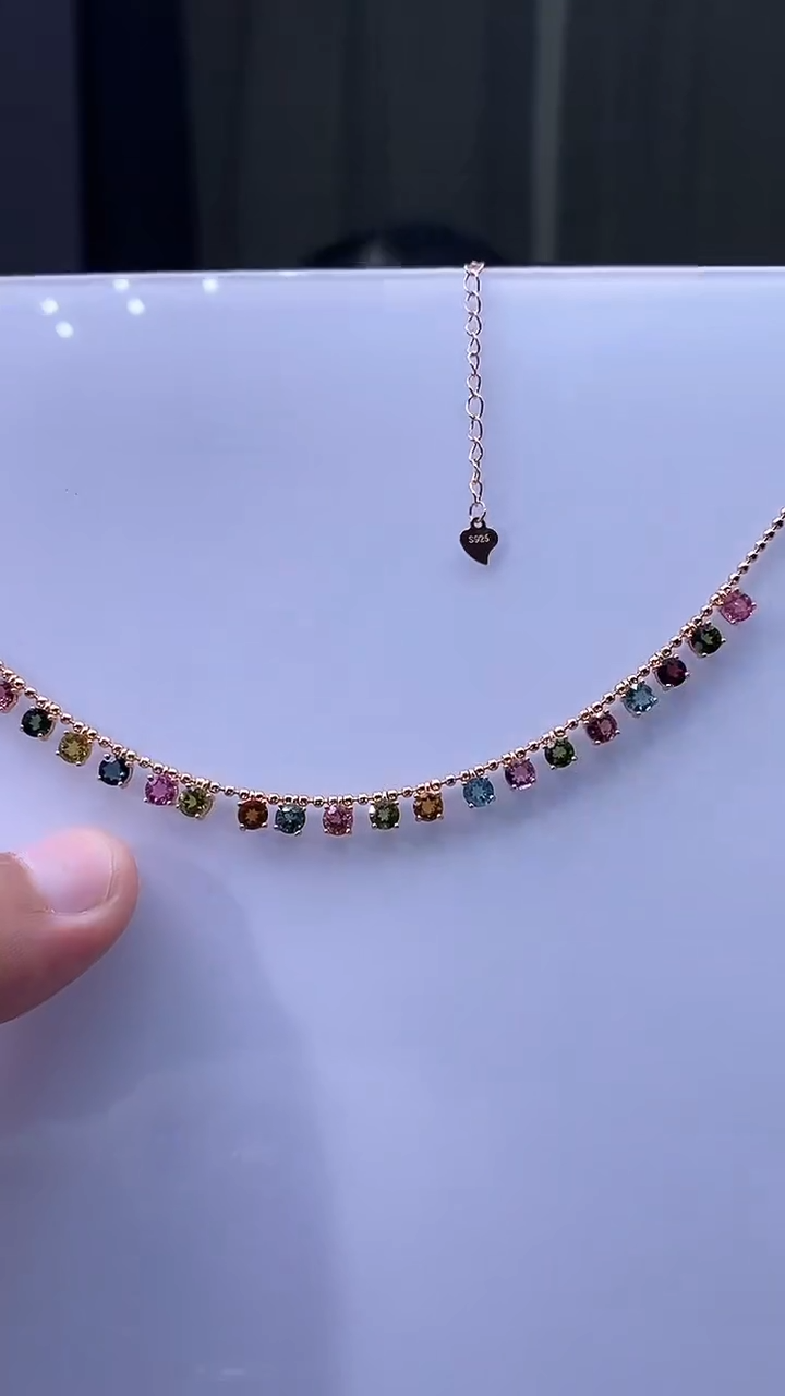 【闪购商品】碧玺项链银S925镶嵌3543543545434