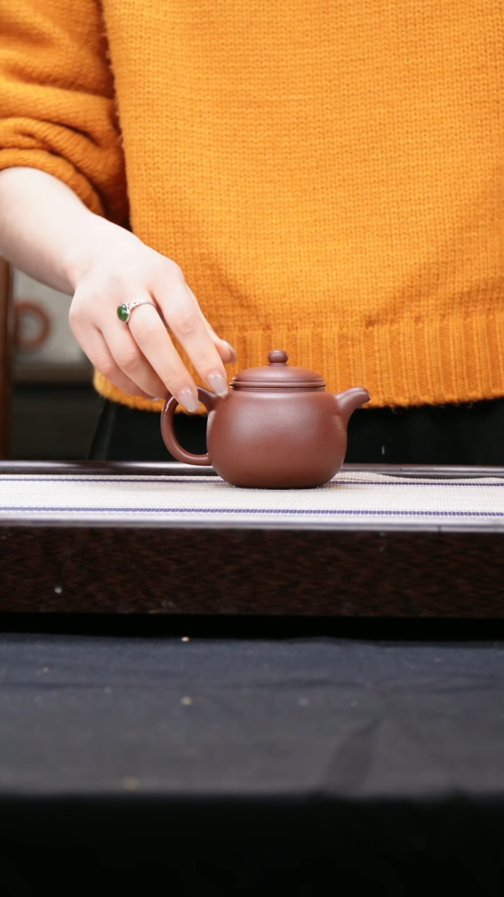 紫砂茶壶匏尊  云根紫泥