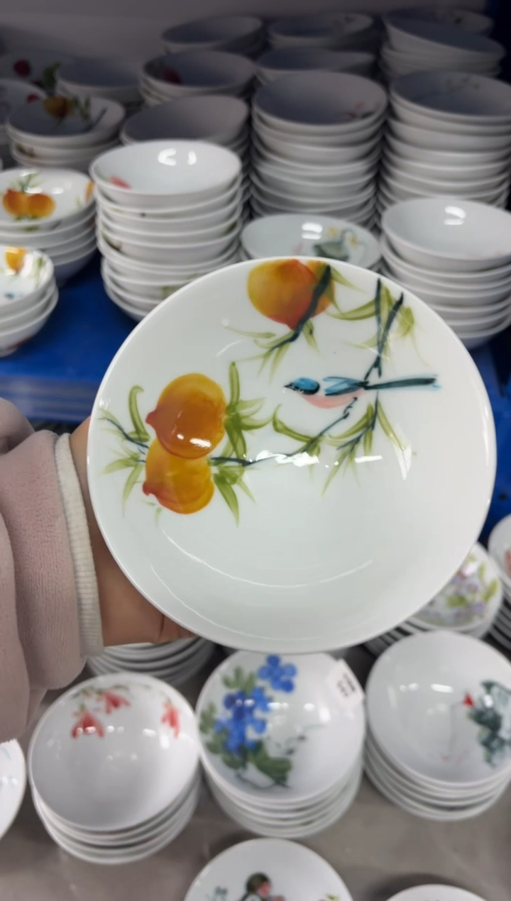 瓷片景德镇高温陶瓷食品级手绘釉中彩-壮壮碗