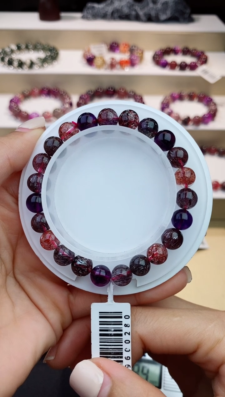 未镶嵌手链水晶黑加仑超七8m+