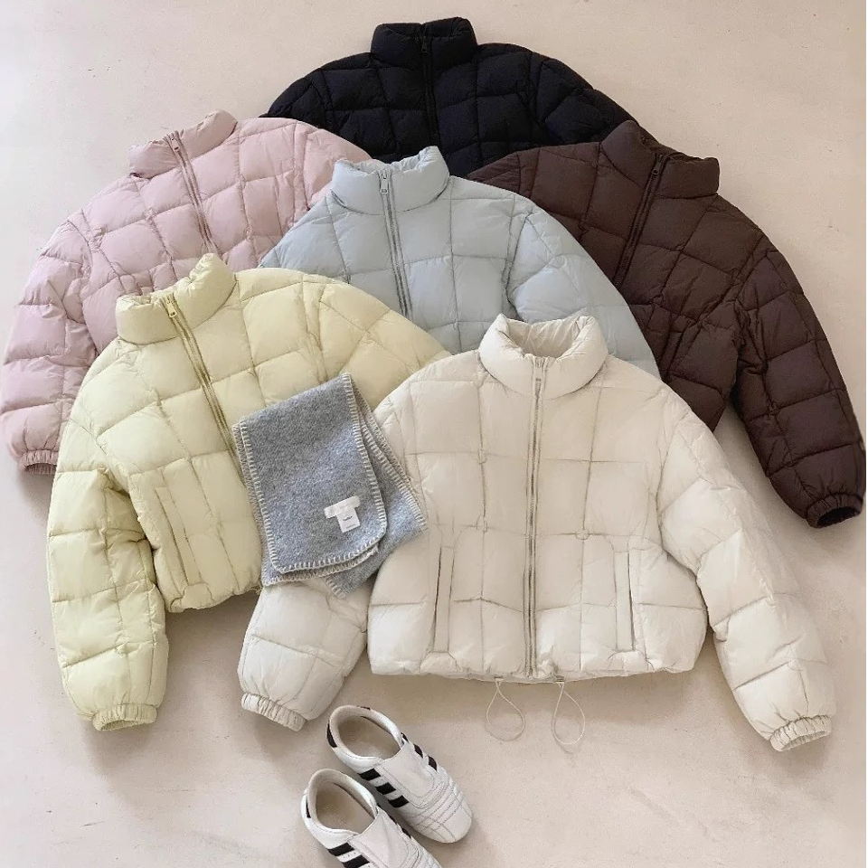 白鸭绒泡芙羽绒服女立领2025冬季新款保暖短款小个子面包服外套