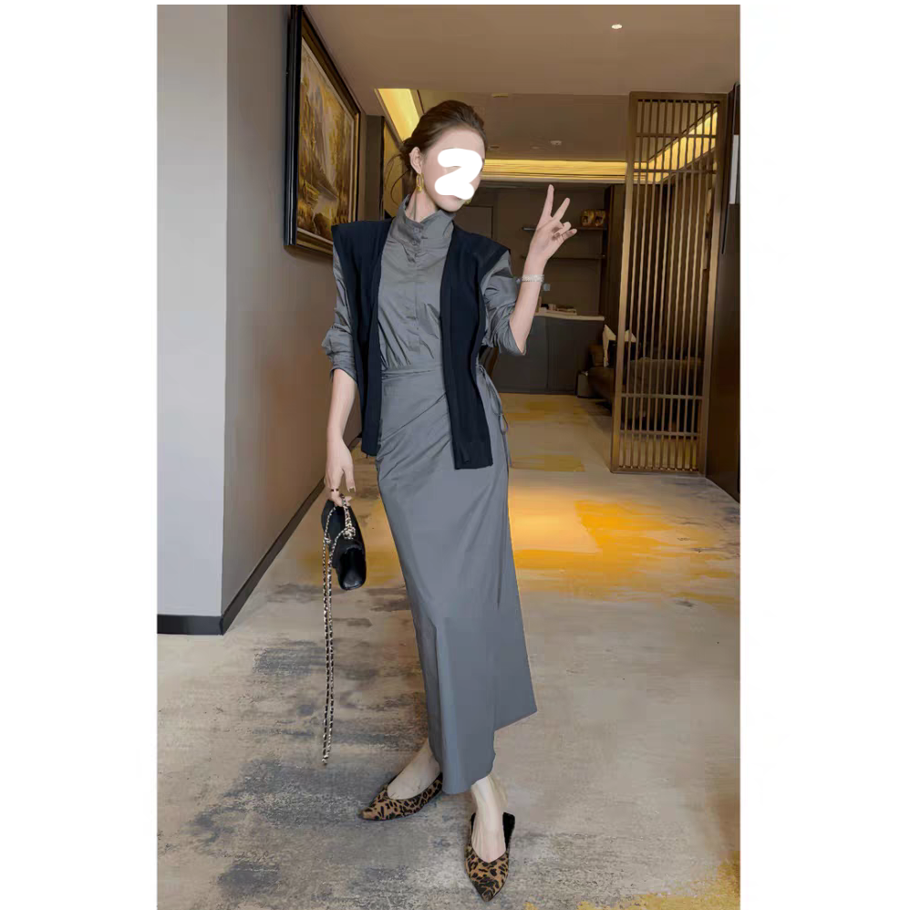 小众设计感套装女韩版洋气披肩2025超火穿搭一整套新款衬衫连衣裙