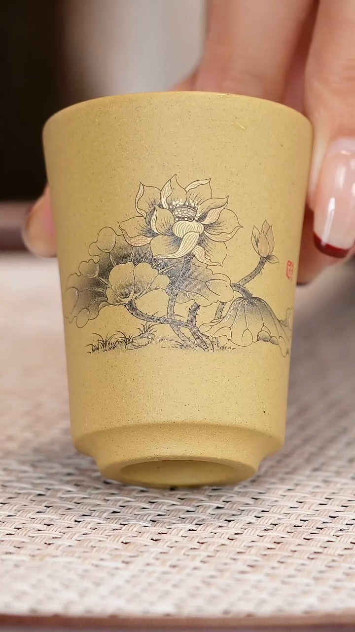 紫砂茶杯本山绿莲花杯
