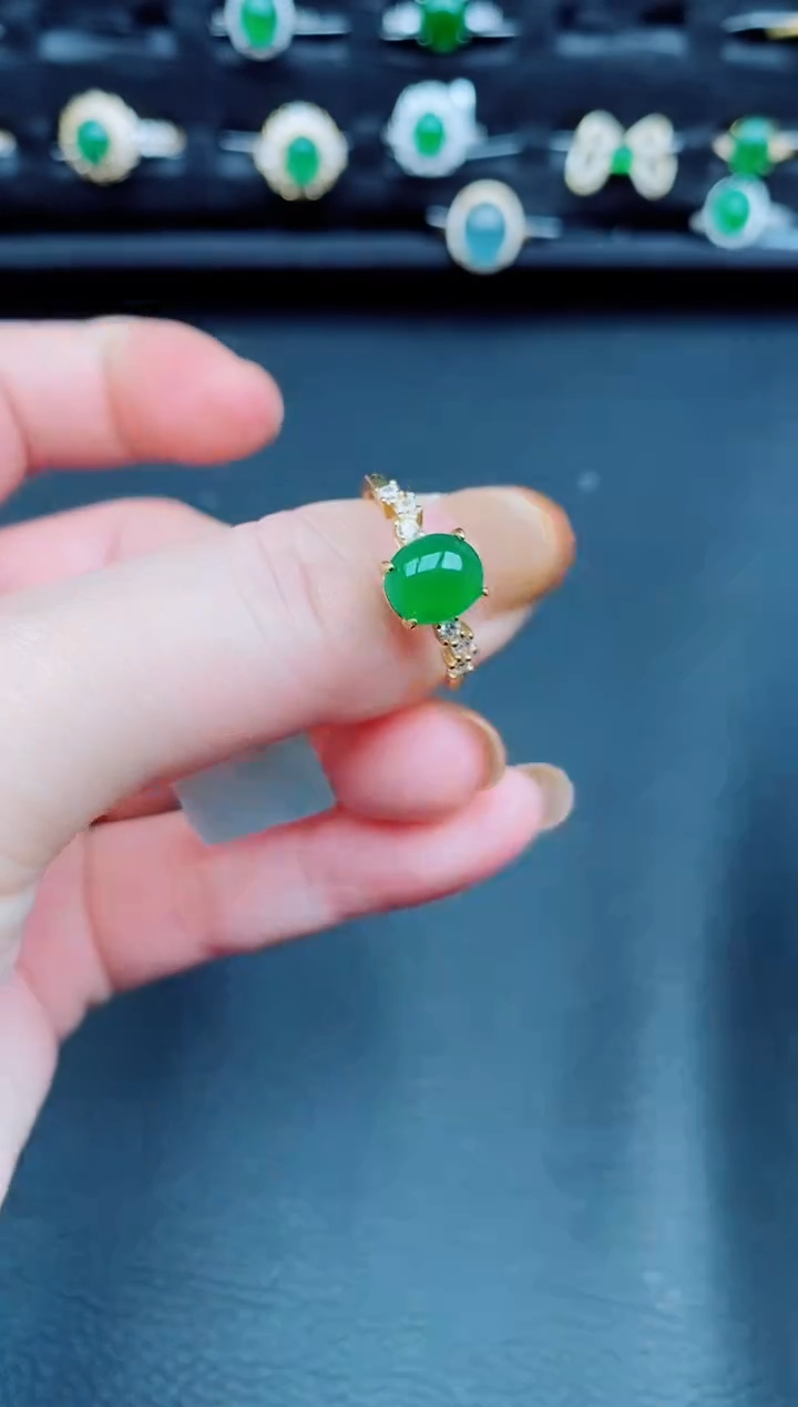 【闪购商品】翡翠戒指银S925镶嵌天然a货翡翠103