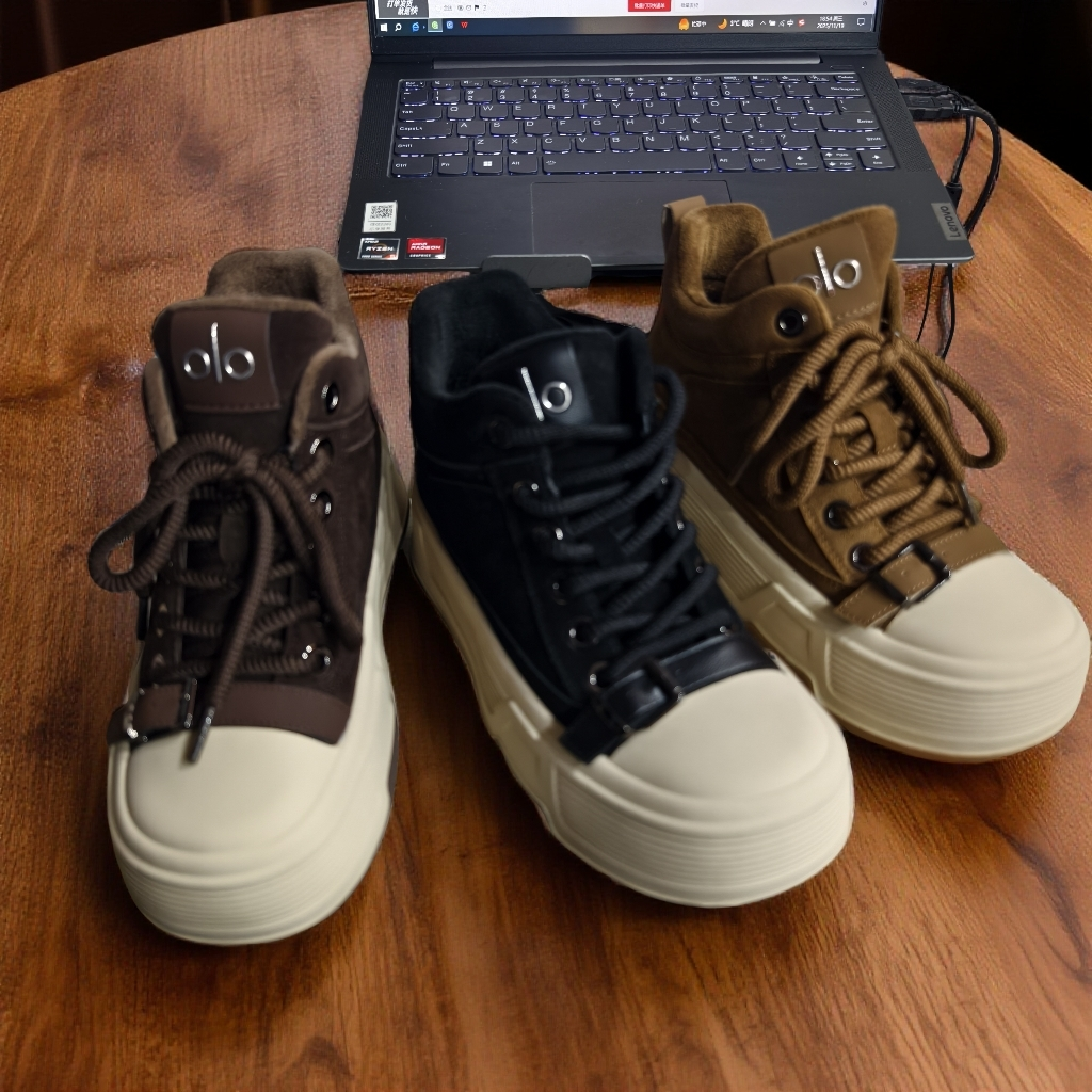 6588大棉系带厚底高帮鞋冬新款复古百搭松糕休闲板鞋女鞋152