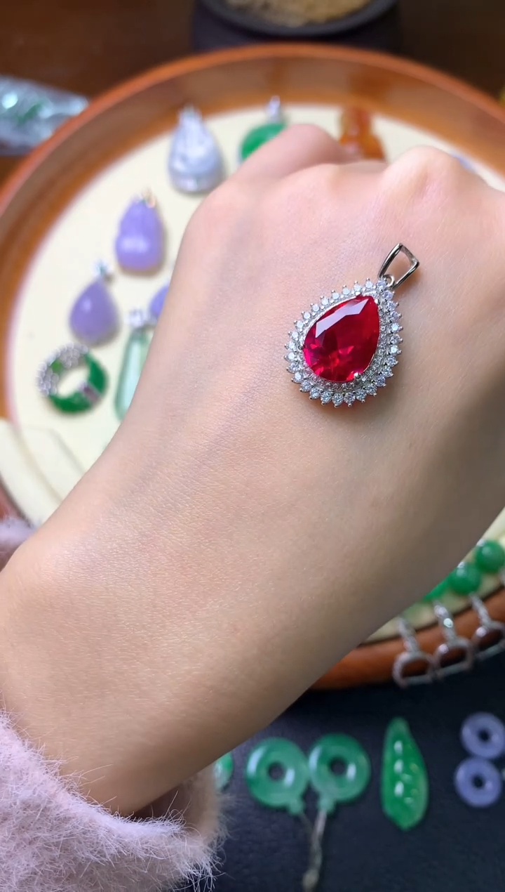 【闪购商品】红宝石吊坠(不含链)银S925镶嵌吊坠