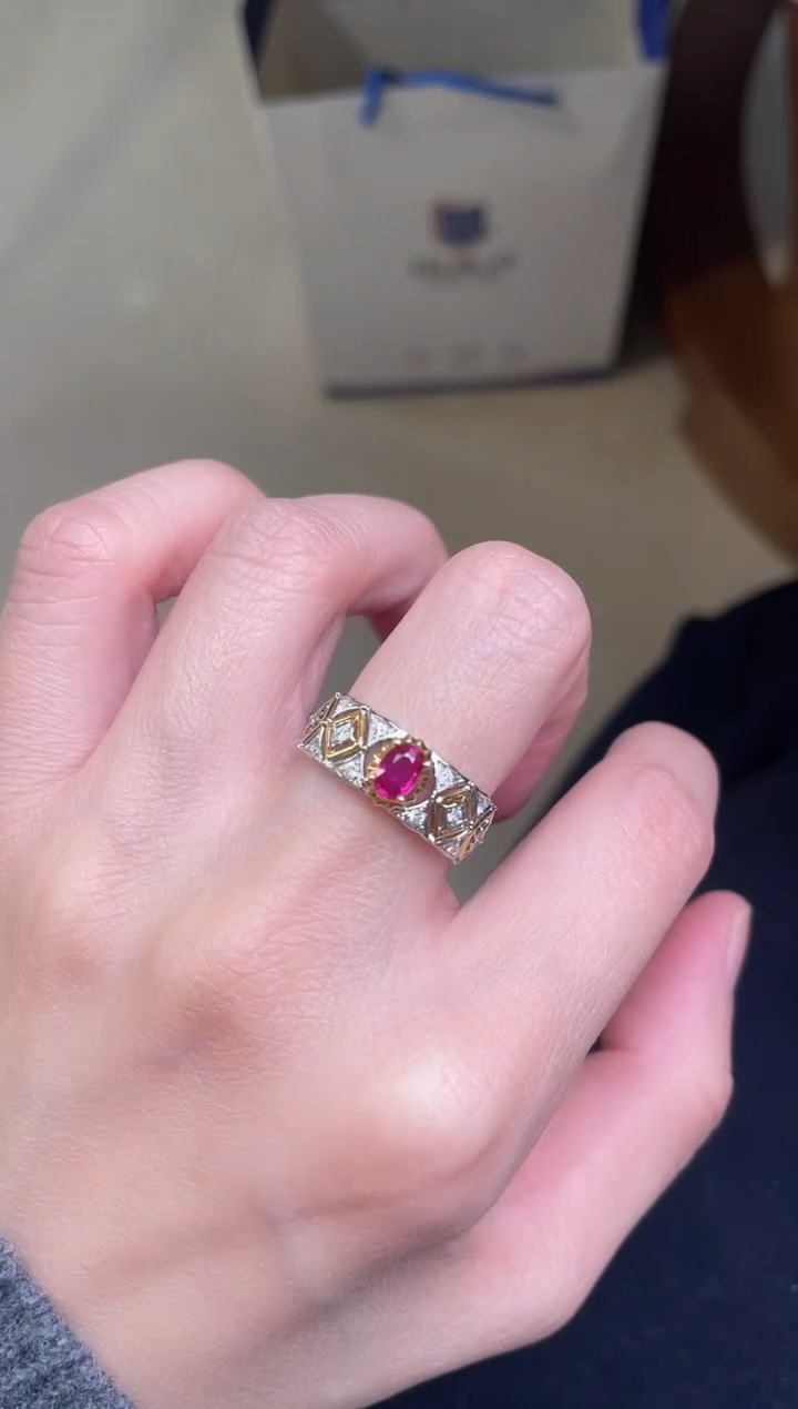 【闪购商品】红宝石戒指18K金镶嵌无烧主石：0.48ct
