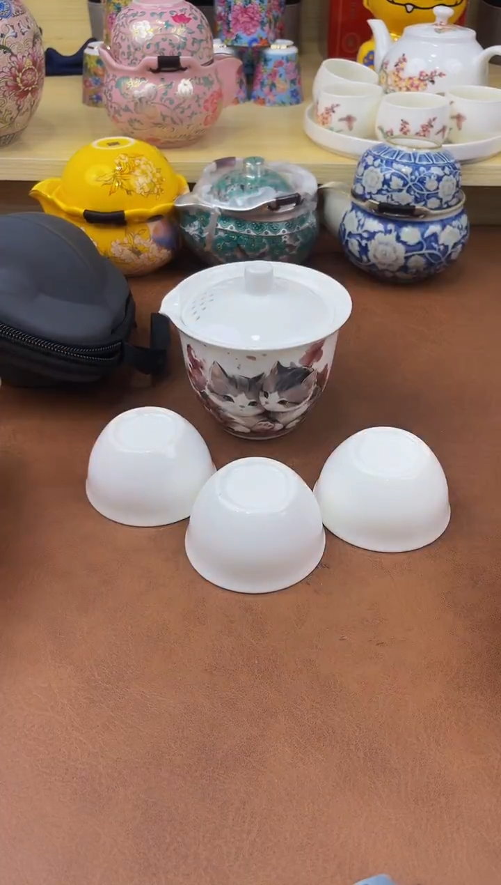 陶瓷茶具摆件旅行套组
