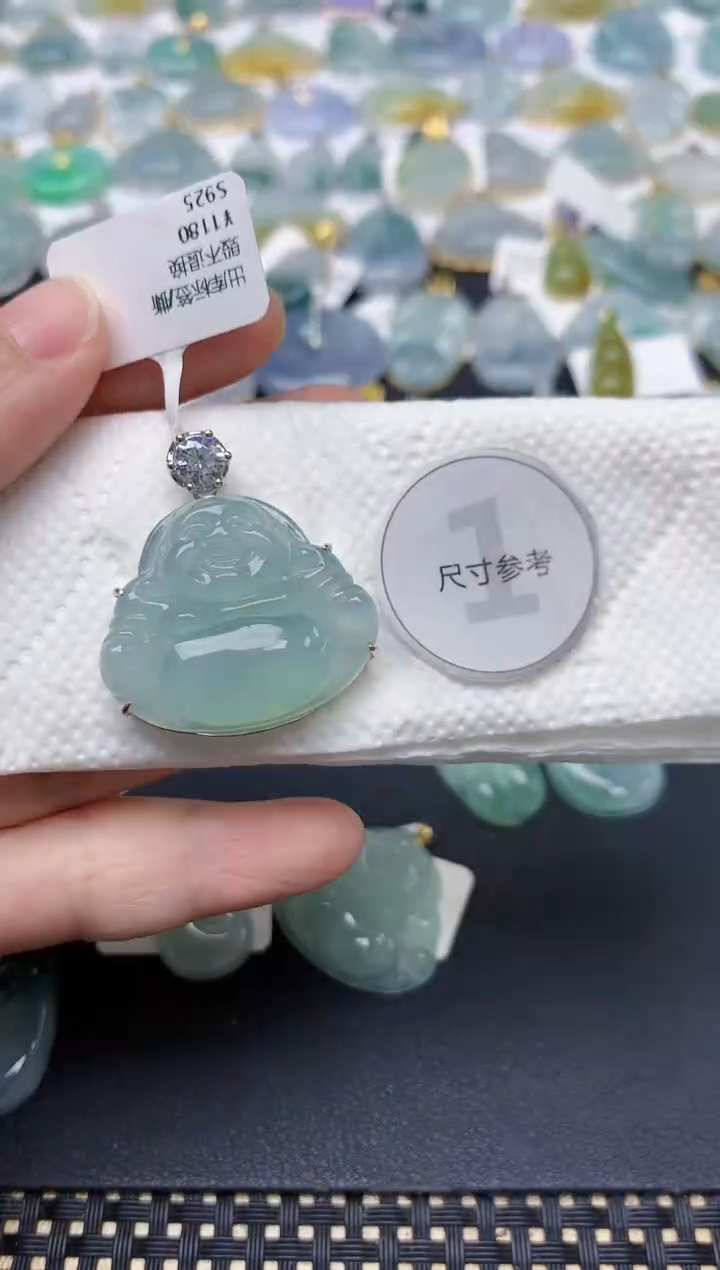 翡翠银S925镶嵌颈饰天然缅甸A货翡翠