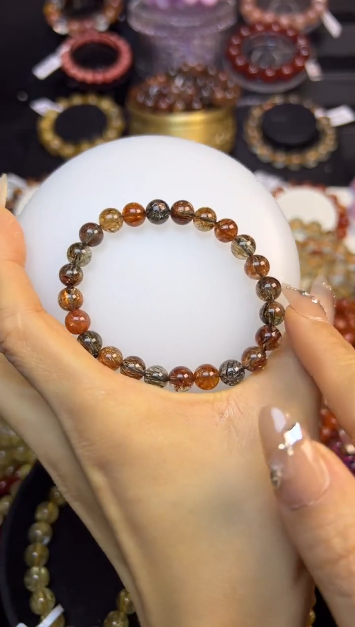 未镶嵌手串水晶黑金超7mm+