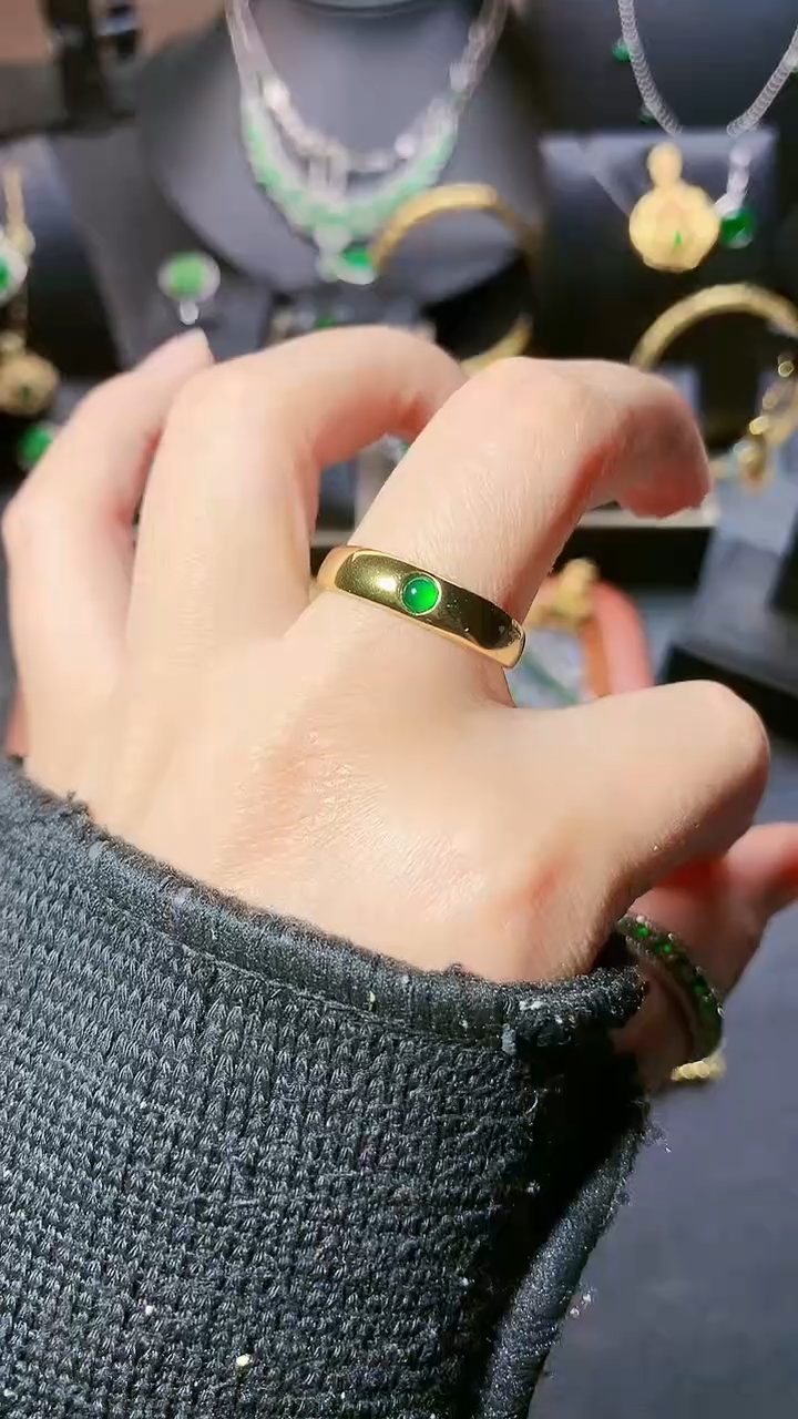 翡翠银S925镶嵌戒指戒指