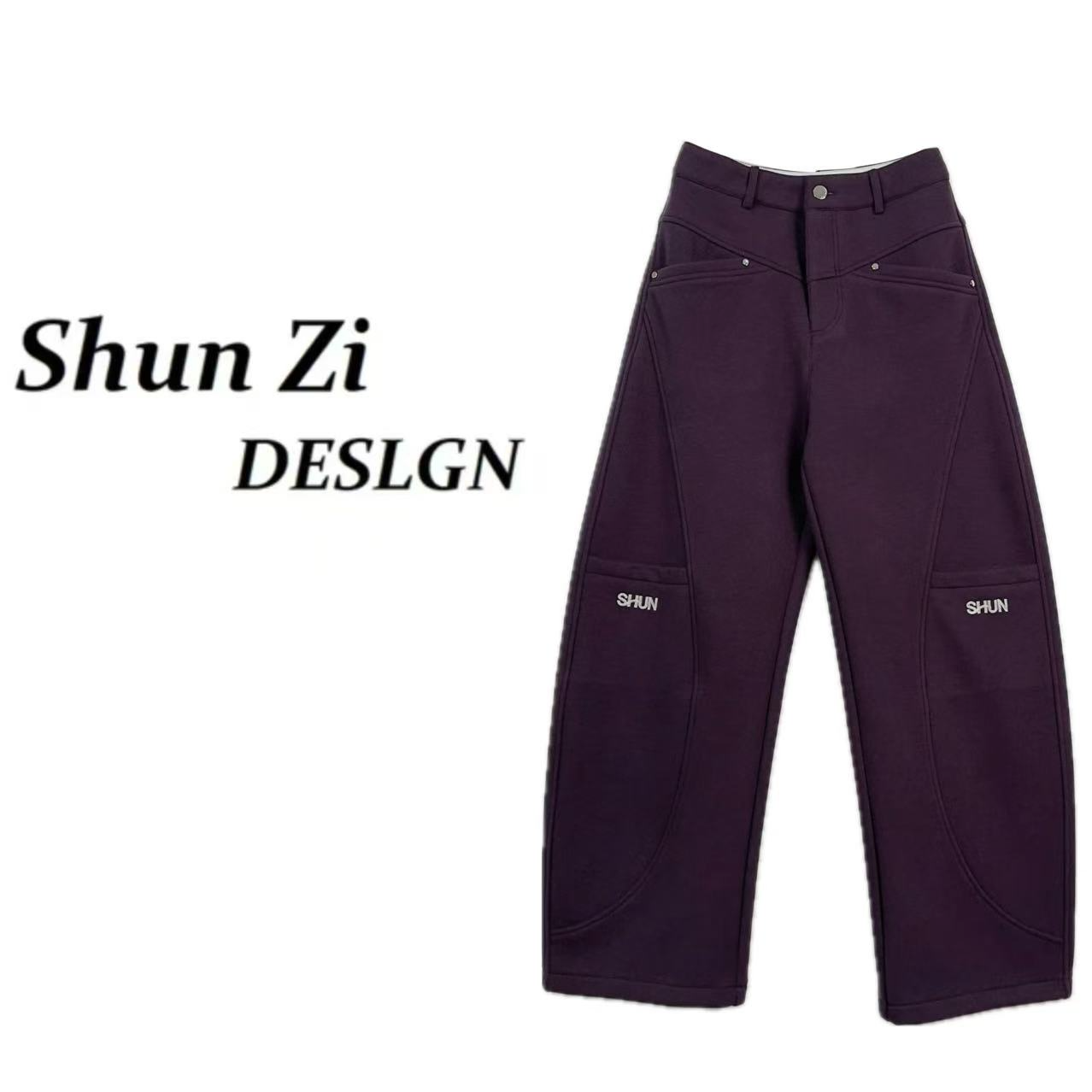 顺子/SZ9992 【阳离子】 冬季新款加绒加厚线条设计显瘦弯刀裤