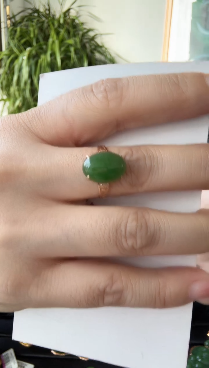 【闪购商品】和田玉戒指18K金镶嵌戒指倩