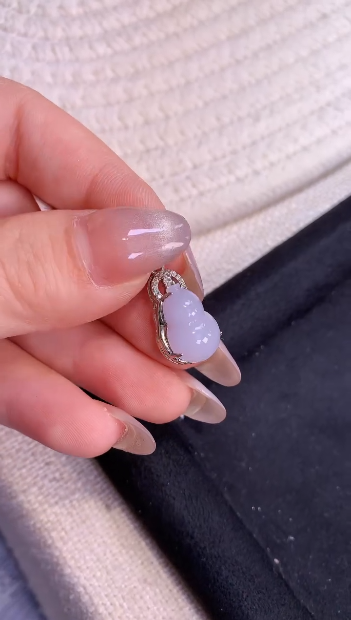 翡翠银S925镶嵌吊坠(不含链)【挽石珠宝】葫芦