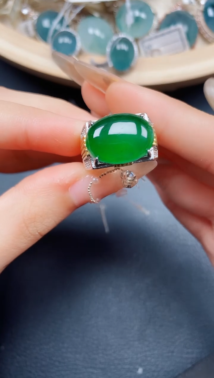 【闪购商品】翡翠戒指银S925镶嵌翡翠