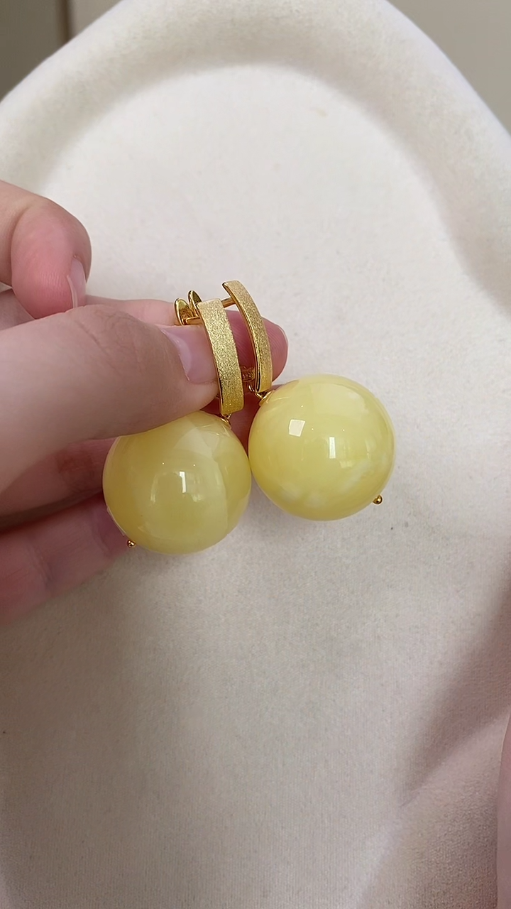 琥珀未镶嵌耳饰耳环