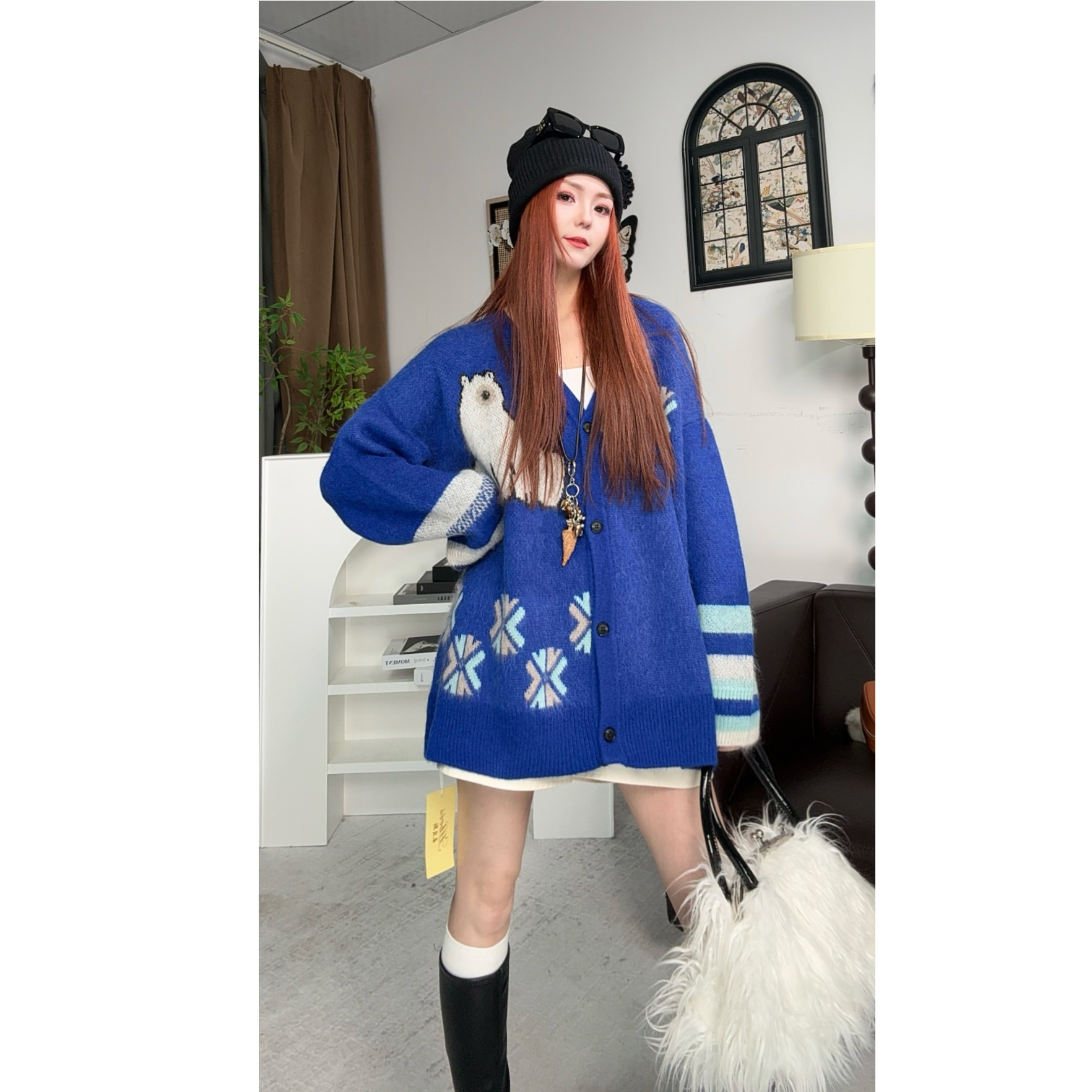 【冰岛极光】100%山羊绒「拉绒」256009开衫慵懒风经典百搭加厚保暖